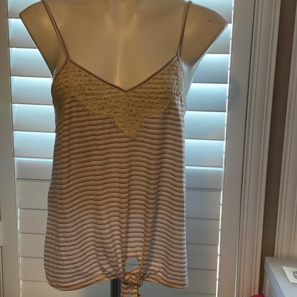 Xhilaration Cream and Brown Striped Camisole